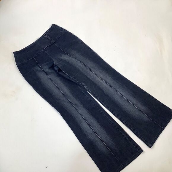 Womens Laura Ganetti Italy Jeans Stretch Pants  Size 38 Denim Flared Zip Buttons - Picture 1 of 6